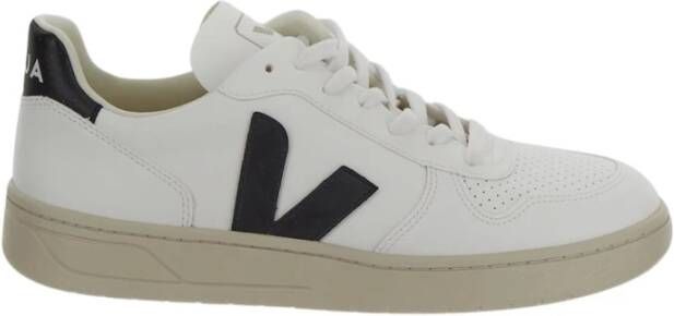 Veja Witte Leren Lage Sneakers met Zwarte Details White Heren