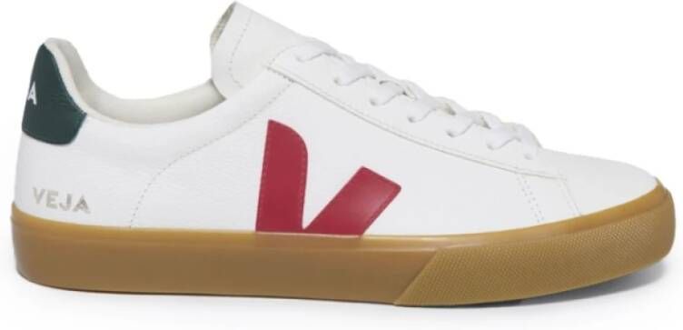 Veja Witte Sneakers met Rode V en Donkergroene Hiel White Heren