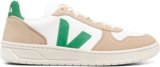 Veja Witte Leren Sneakers met Beige Suède Inzetstukken White Heren - Foto 13