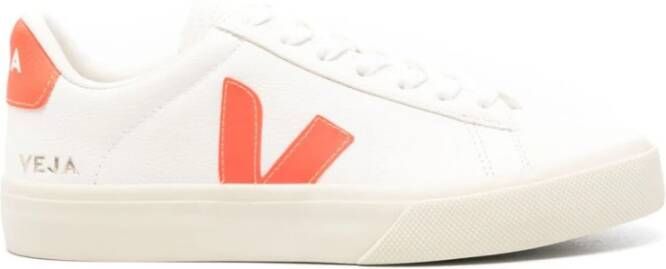 Veja Leren Logo Sneakers Vetersluiting Ronde Neus White