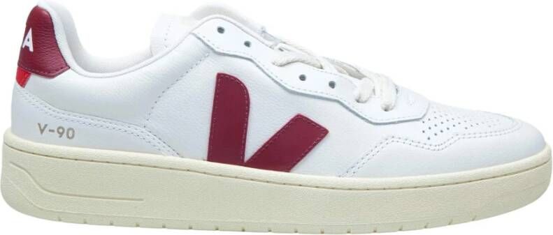 Veja Witte Leren Sneakers met V-logo White Dames