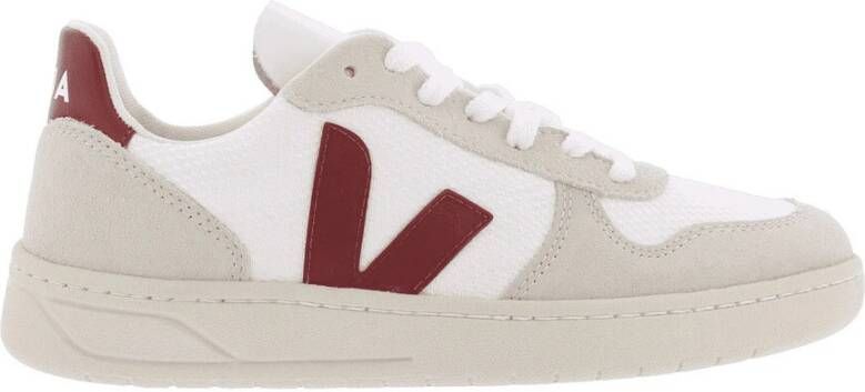 Veja Witte Leren Sneakers met Beige Suède Inzetstukken White Heren