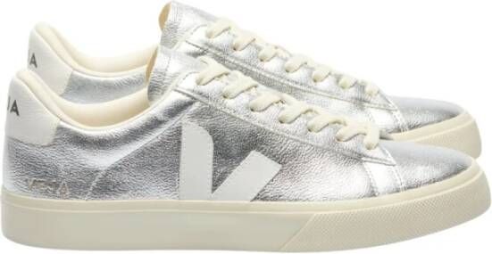 Veja Zilver Wit Leren Sneakers Stijlvol Comfort