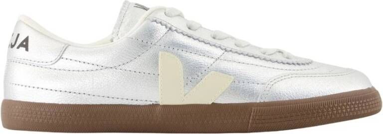Veja Zilveren Leren Sneakers Panenka Stijl