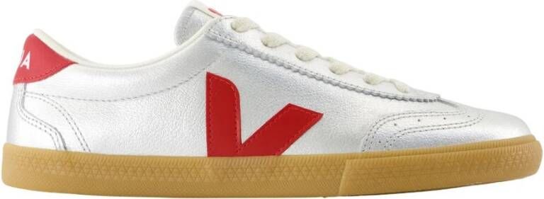 Veja Zilveren Leren Volley Sneakers - Foto 2