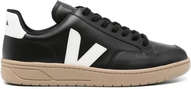 Veja Zwarte Leren Sneakers met Logo Black Heren