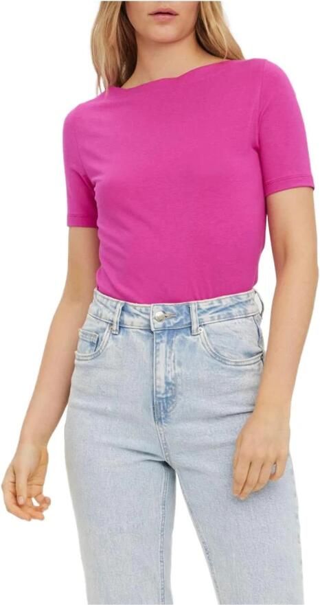 Vero Moda Boot Top met ronde hals en korte mouwen slim fit