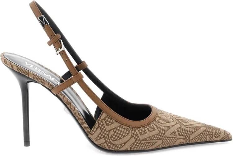 Versace Beige Platte Schoenen met Allover Slingback Ontwerp Beige Dames