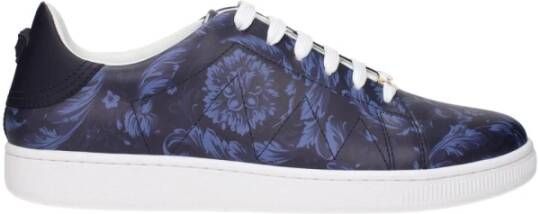 Versace Blauwe Leren Sneakers met Logo Detail