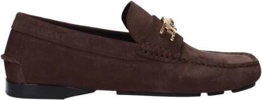 Versace Bruine Suède Loafer met Logo Detail