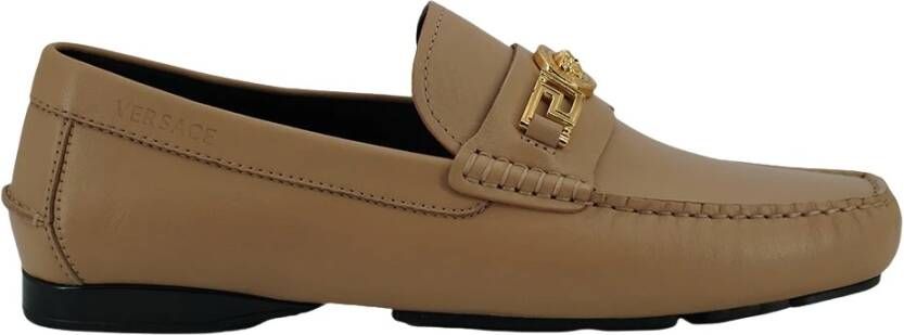 Versace Exclusieve Medusa Loafers in Goudkleurig Leer Beige Heren
