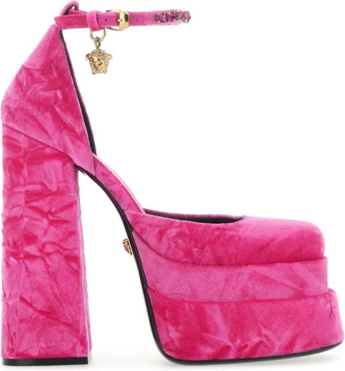 Versace Fuchsia fluwelen medusa aevita Pumps Roze Dames