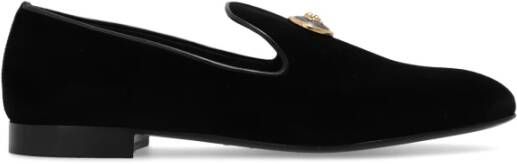 Versace Zwarte fluwelen loafers met Medusa-detail Black Heren