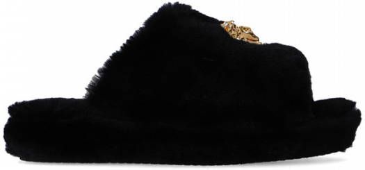 Versace Harige platform slippers Zwart Dames