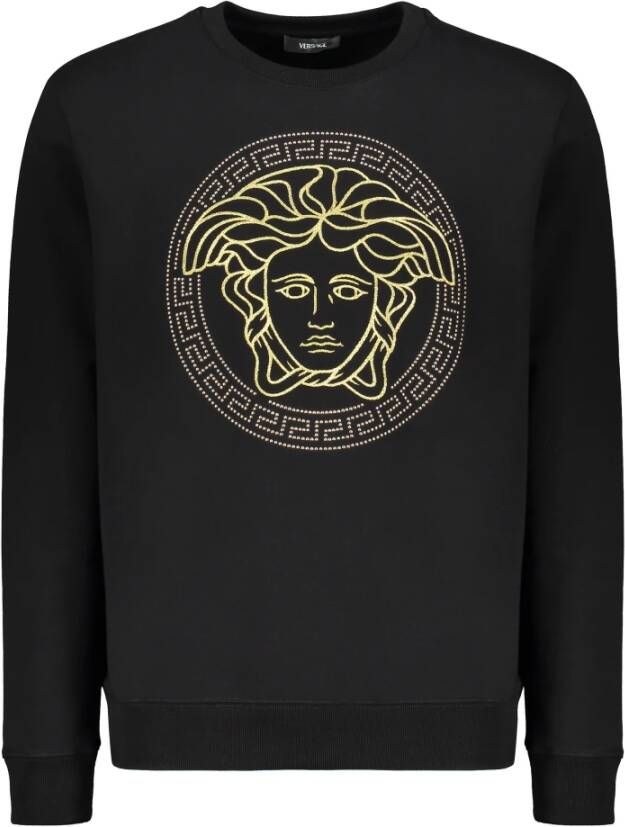 Versace Geborduurde katoenen sweatshirt met ribgebreide boorden