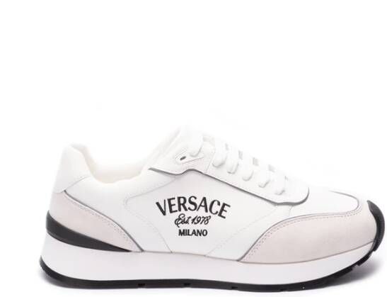 Versace Milano Runner Sneakers met Geborduurde Letters White Heren - Foto 5