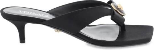 Versace Gianni Ribbon Thong Mules Black Dames
