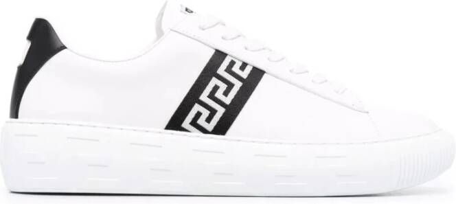 Versace Greca Low-Top Sneakers met Leren Greca Motief White Heren
