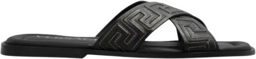 Versace Zwarte Sandaal Regular Fit Geschikt voor Warm Klimaat 100% Leer