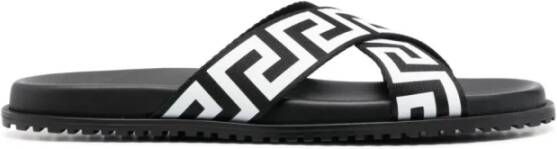 Versace Griekse Print Slide Sandalen Black Heren