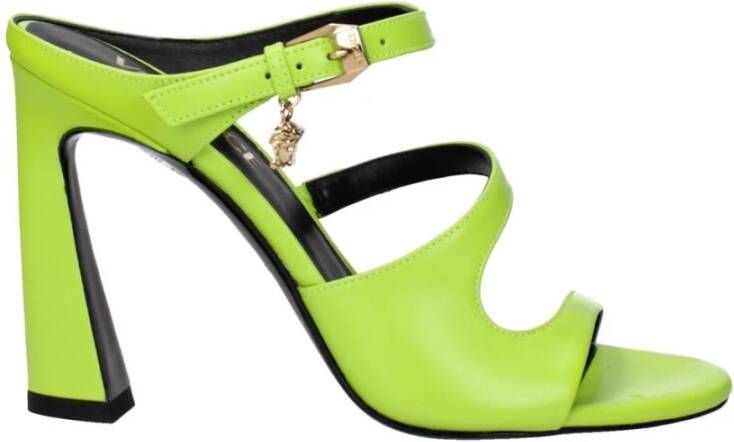 Versace Groene leren hoge hak sandalen