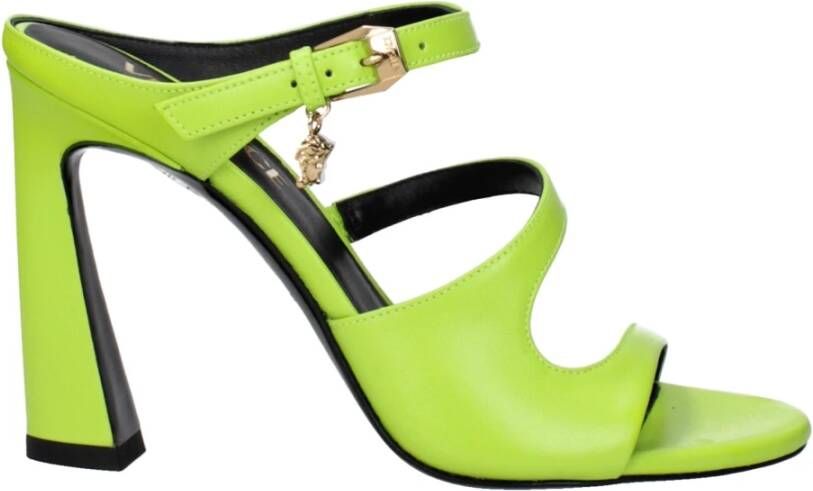 Versace Groene Leren Stiletto Hakken Sandalen