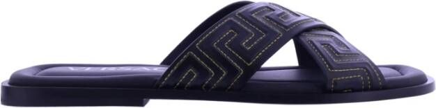 Versace Zwarte Sandaal Regular Fit Geschikt voor Warm Klimaat 100% Leer Black Heren