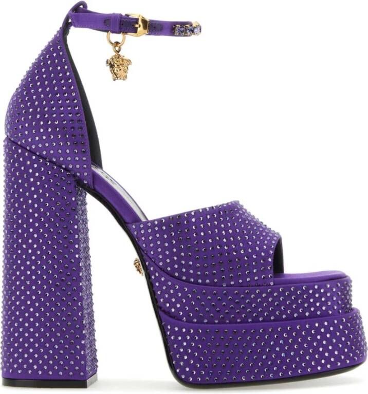 Versace Paarse satijnen Medusa Aevitas sandalen Purple Dames