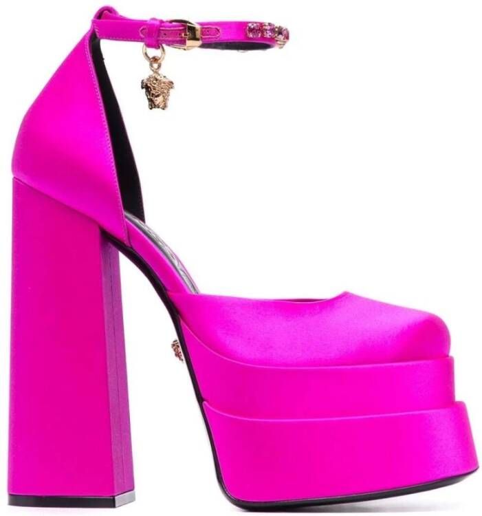 Versace Fuchsia Hak Platform Sandalen met Medusa Charme Pink Dames - Foto 3