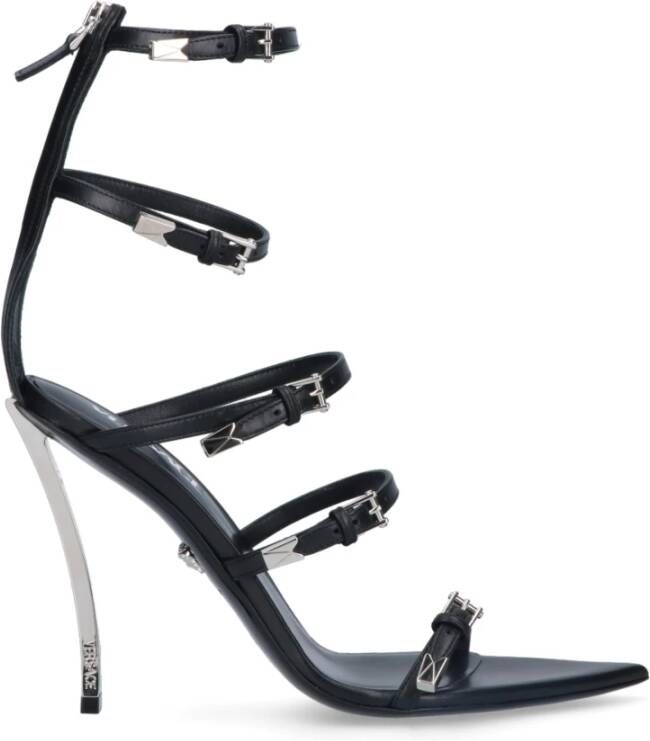 Versace Point-Points Sandalen met Zijde Details Black Dames