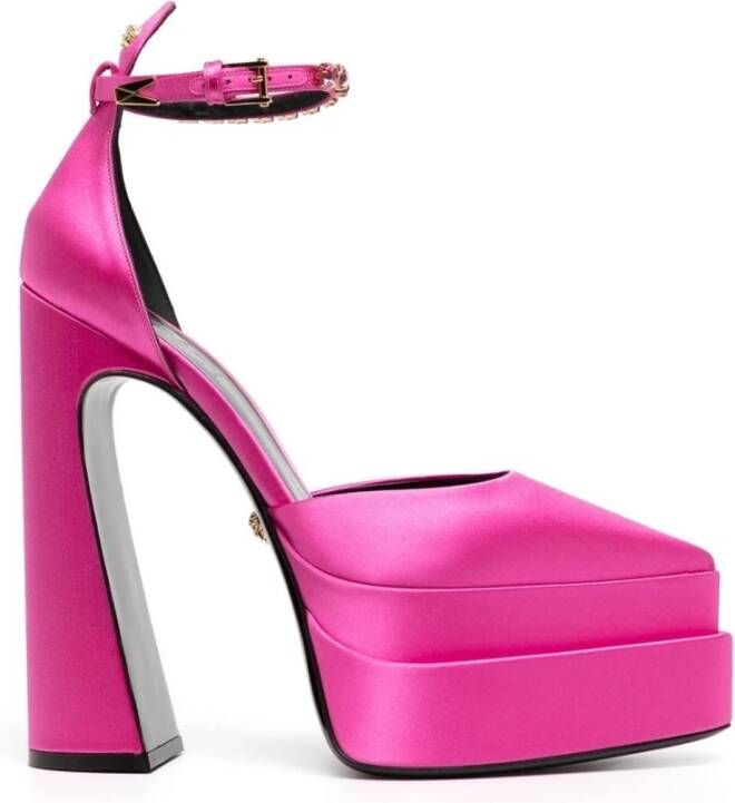 Versace Hot Pink Kristal Mary Jane Plateau Sandalen Pink Dames