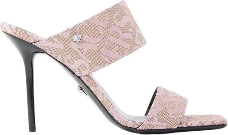 Versace Jacquard Muiltjes met Stiletto Hak Pink Dames