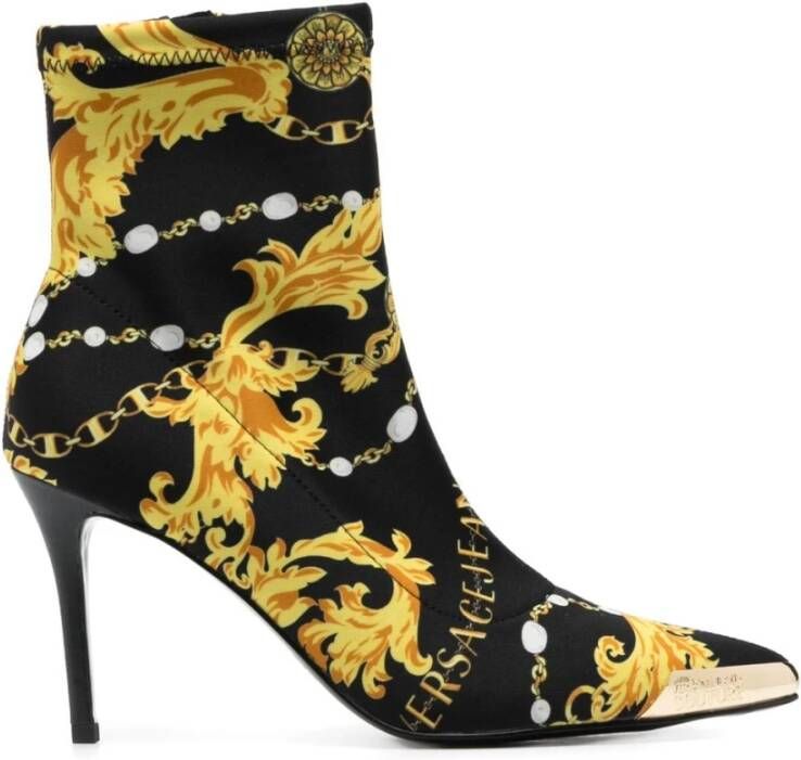Versace Jeans Couture Barokprint Metalen Detail Enkellaarzen Multicolor Dames