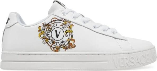 Versace Jeans Couture Baroque Emblem White Leather Sneakers
