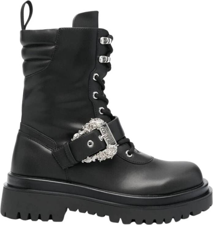 Versace Jeans Couture Zwarte Enkellaarsjes voor Dames met 5 cm Hak Black Dames