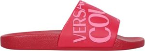 Versace Jeans Couture dia sandalen zijn het embleem van de merk logomania Roze Dames