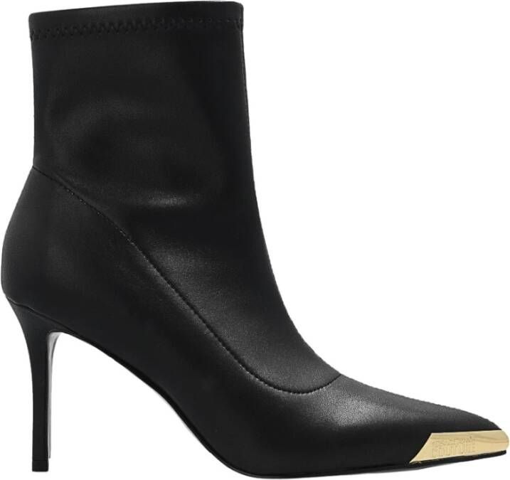 Versace Jeans Couture Glamour Tronchetto met barokdruk en punt afgewerkt met een Logottel 73V3S51-Zs371 zwart goud Zwart Dames