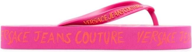 Versace Jeans Couture Roze Slippers met Iconisch Logo Pink Dames