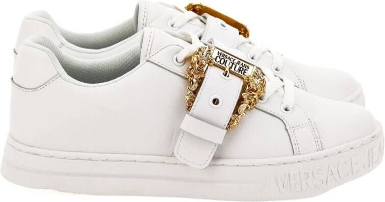 Versace Jeans Couture Witte Leren Sneakers met Gouden Details White Dames