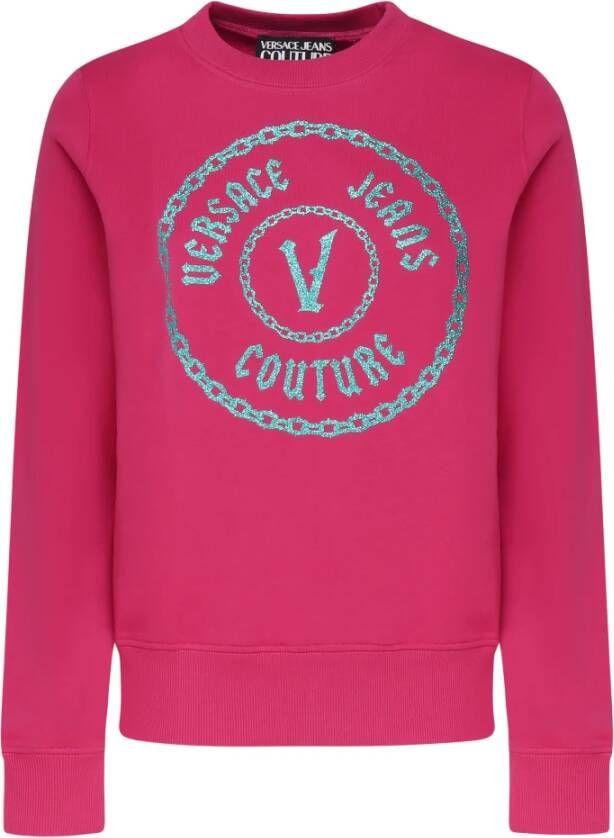 Versace Jeans Couture Framboos Katoenen Sweatshirt met Voorprint