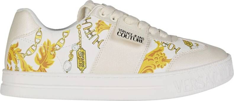 Versace Jeans Couture Gedrukte Sneakers Stijlvol en Trendy White Dames