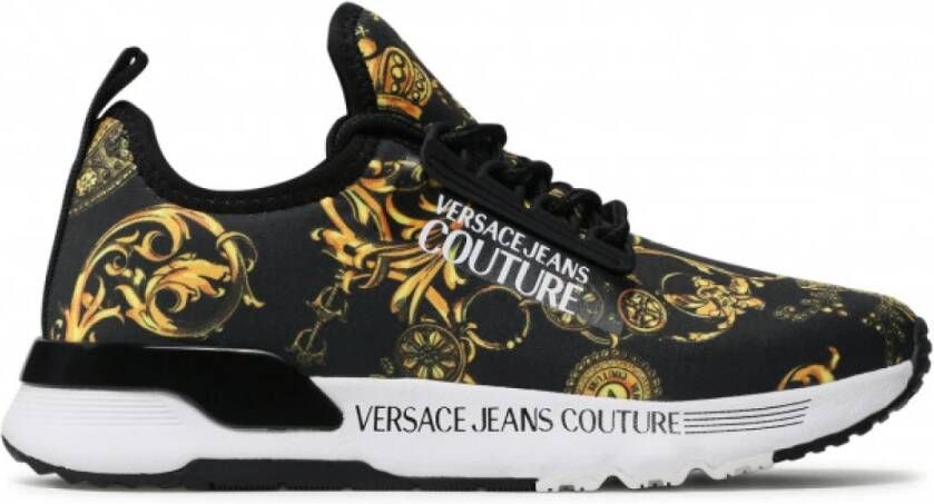 Versace Jeans Couture Gedurfde Barokprint Sneakers Black Dames