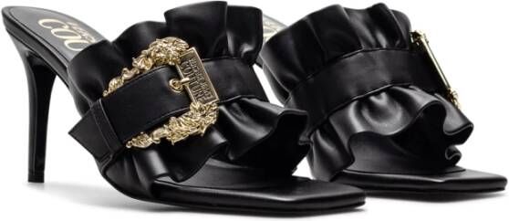 Versace Jeans Couture Stijlvolle Zwarte Hakken Mules Black Dames