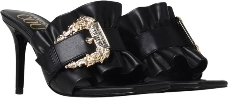 Versace Jeans Couture Stijlvolle Zwarte Hakken Mules Black Dames