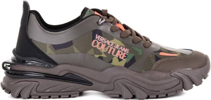 Versace Jeans Couture Khaki Stijlvolle Sneakers Upgrade Moderne Man Gray Heren