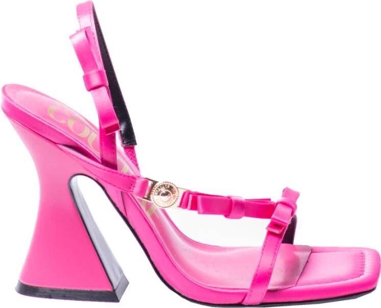 Versace Jeans Couture Kirsten Sandal Roze Satijnen Hoge Hak met Strikken Pink Dames
