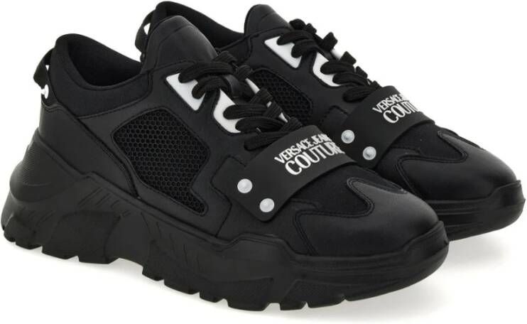 Versace Jeans Couture Lage profiel sneakers voor heren met gladde graaninzetten Black Heren - Foto 5