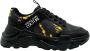 Versace Jeans Couture Barok Detail Zwart Leren Platte Schoenen Black Heren - Thumbnail 1