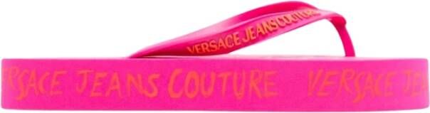 Versace Jeans Couture Roze Slippers met Iconisch Logo Pink Dames