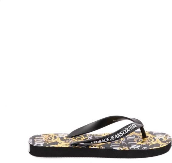 Versace Jeans Couture Printed Logo Flip Flops Zwart Dames